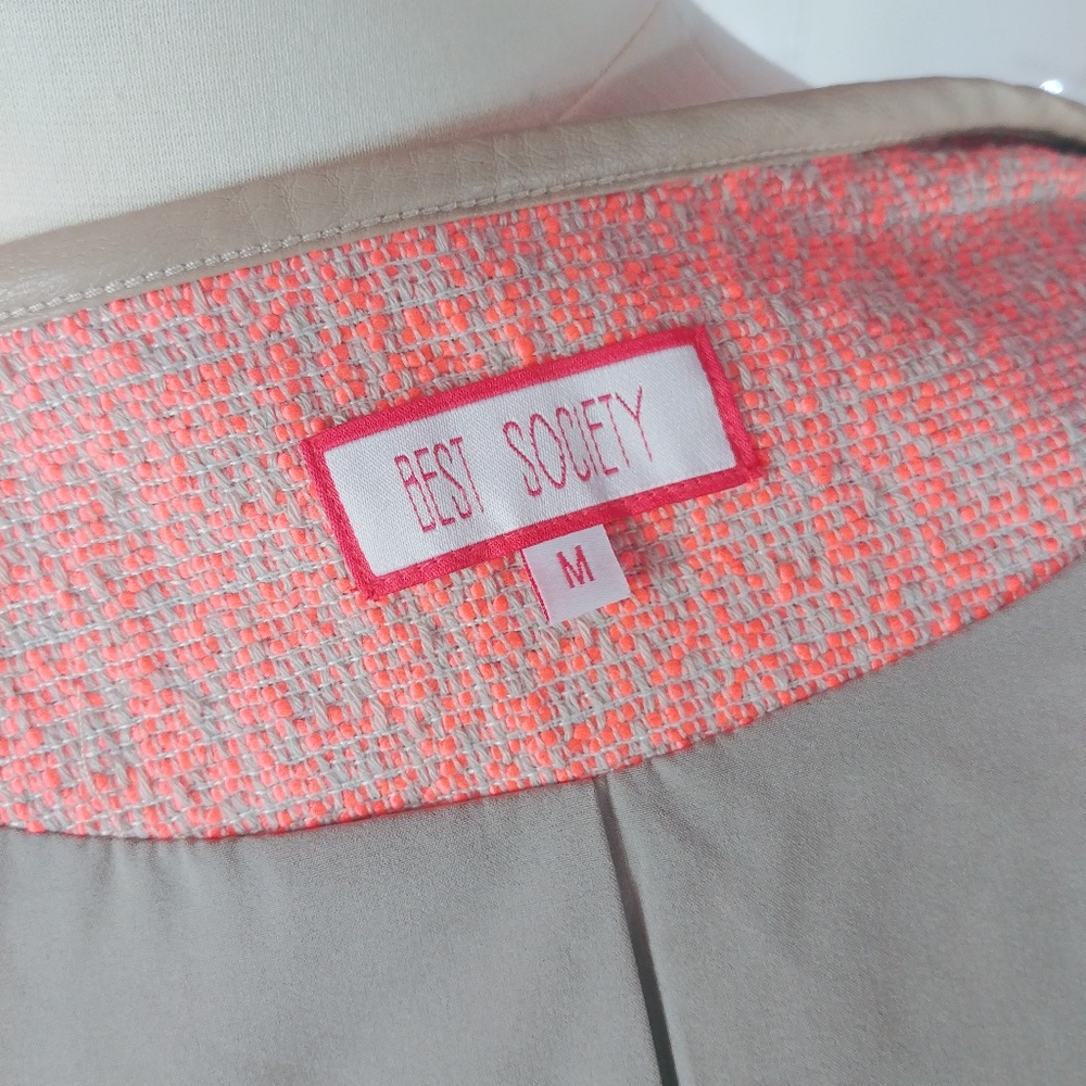 Best Society Bright Coral Pink Cropped Jacket - Picture 6 of 6
